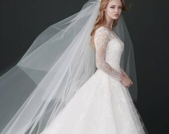 120in Veil Vintage veil,Cathedral wedding veil,Lace wedding veil, Bridal Veil,Tail wedding veil,Multilayer Veil
