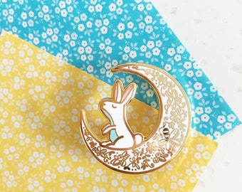 Moon Rabbit - Hard enamel pin - kawaii accessories, cute enamel pin, rabbit lapel pin, cute bunny enamel pin, rabbit pin, cute bunny pin