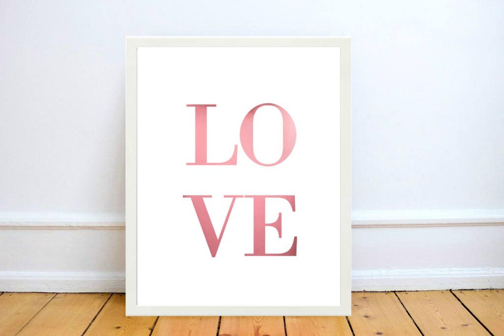 Framed Pink Foiled Love Print Wall Decor Wall Art Chic