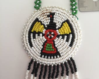 Vintage necklace American Indian 80's, 1980's , boho, beaded jewelry