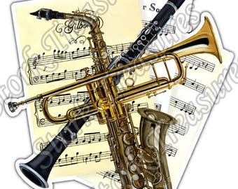 Generic Clarinet Music Instrument Sticker Decal 1 X 8 India