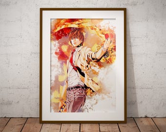 Anime Light Death Note Poster Watercolor Poster Anime Watercolor Art Print, Anime Poster Watercolor Wall Art n521