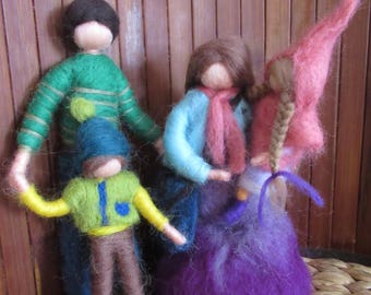 Needle Felted Family Tree Parents and Children Mother