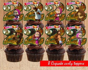 Masha and the Bear Cupcake Toppers| Masha and Bear Birthday Party| Masha Cupcake Toppers| Masha Birthday Party Printable| INSTANT DOWNLOAD