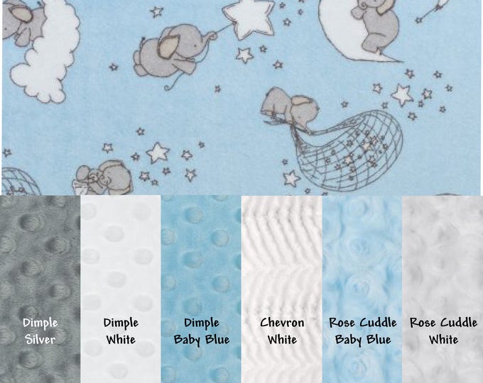 Personalized Baby Boy Blanket - Elephant Baby Blanket Boy - Blue Elephant Baby Shower - Elephant Baby Gift - Custom Baby Blanket - Minky