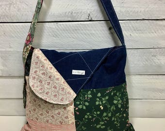 Hobo style Messenger, patchwork, flap, AOR, soft, summer bag