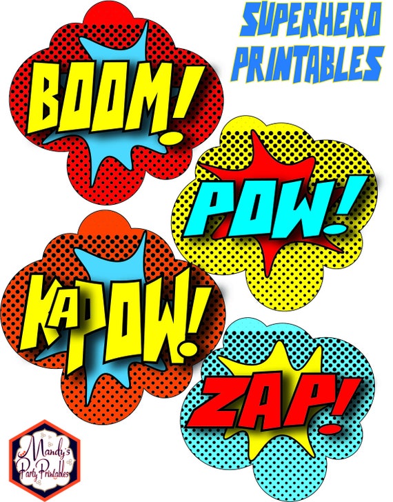 Superhero Signs BOOM! POW! PJ Masks Instant Download by Mandy's