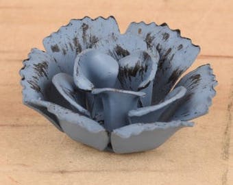2.25" Blue metal flower, blue flower, metal flower, craft flower, blue rose, red rose, pink rose, red flower, pink flower