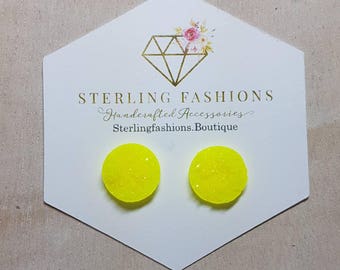 Large - Neon Yellow Druzy