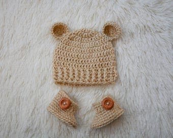 Newborn gift set (6 colours) - booties and hat - newborn booties - newborn beanie - baby booties - newborn baby hat - baby shower gift