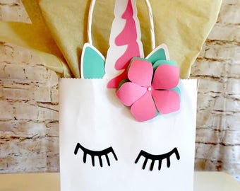 Unicorn Party, Unicorn Favor Bags, Pastel Unicorn Baby Party, Unicorn Party Favors, Personalized Unicorn Party Decorations (Set of 12)