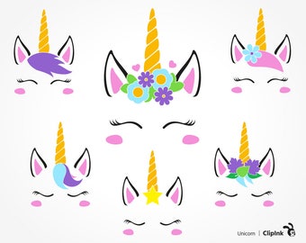 Unicorn svg file for cricut, Unicorn clipart, Unicorn head svg Unicorn face svg unicorn clip art svg eps png dxf pdf Print Cut Shirt Decal