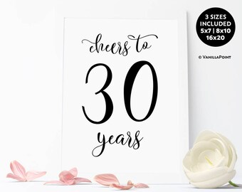 Cheers To 30 Years Sign,30th Birthday Decoration For Him For Men, 30th Birthday For Him For Men, Printable Rustic Birthday Party Decorations