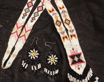 Vintage Native American Multi colored Necklace and Earrings