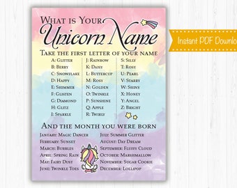 Unicorn Name Sign, Birthday Decoration, Party, Printable, Rainbow