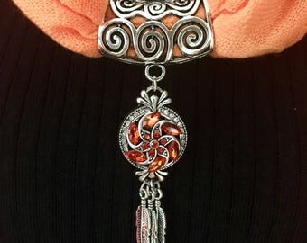 Snap Button Scarf Pendant, Scarf Ring, Scarf Jewelry, Snap Charm Pendant Ring