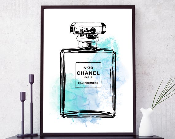 Coco Chanel Print. Chanel perfume bottle. Coco Chanel poster.