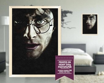 Harry Potter print, fan art, pencil drawing design, harry potter poster, harry potter, GIFT, deadly hallows, potter, great gift ideas