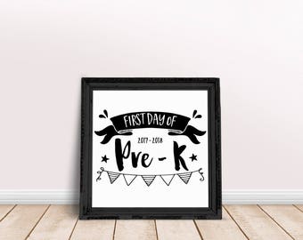 First Day of School Sign, Back to School Sign, First Day of Pre-K Sign, 1st Day of PreK Sign, Black and White Back to School Sign