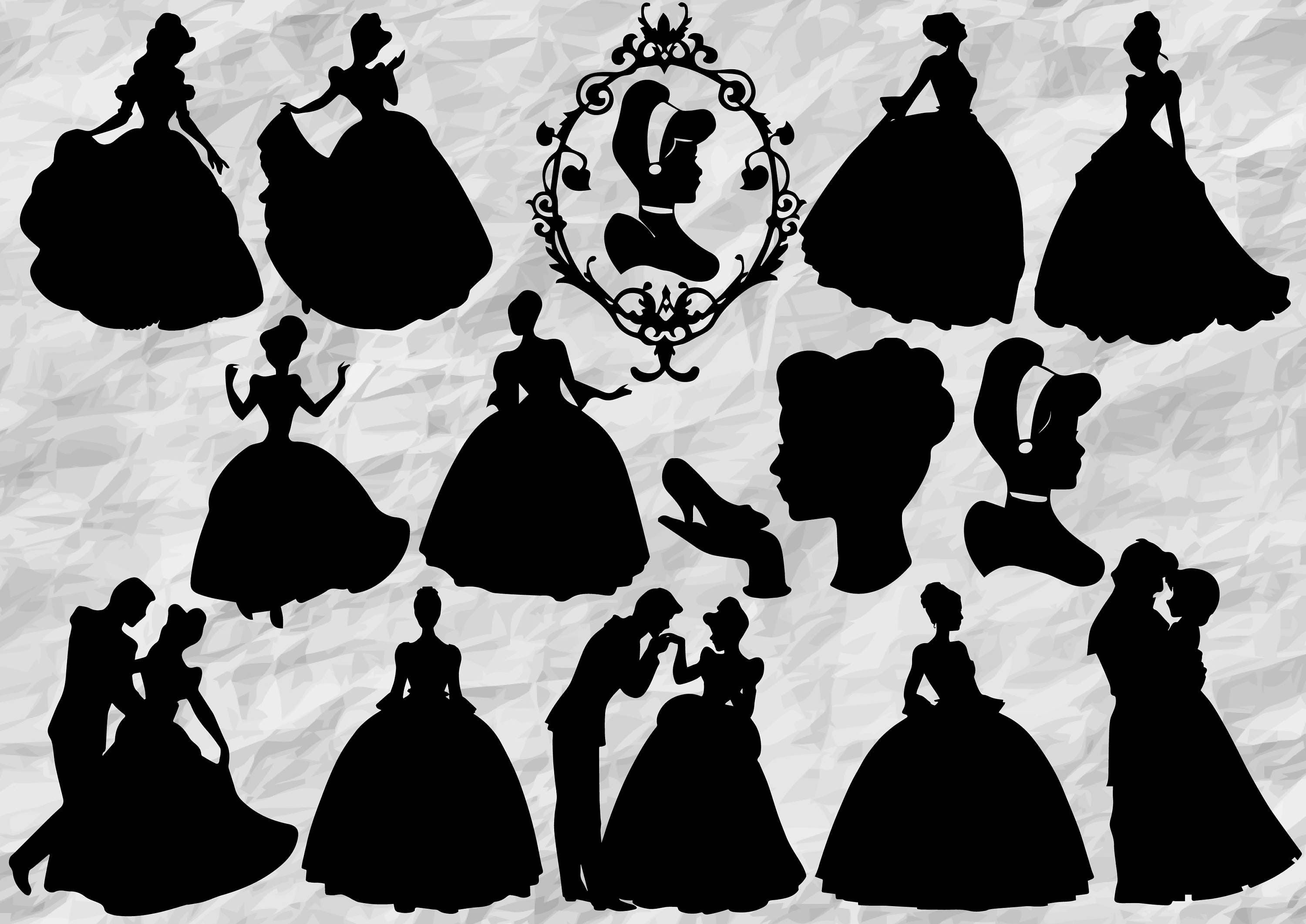 14 Cinderella Silhouettes Cinderella SVG cut files