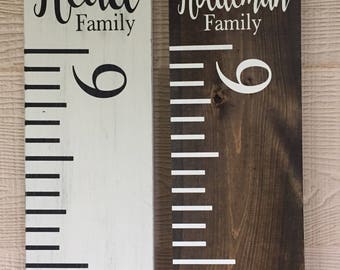 Family Growth Chart Ruler, Rustic, Personalized, (Kids Growth Chart, Wood Ruler Chart, Growth Chart, White Ruler, Stained Ruler