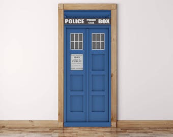 Dr Who Door Mural, Tardis Door Wrap, Peel and Stick, Door Decal, Door Sticker,