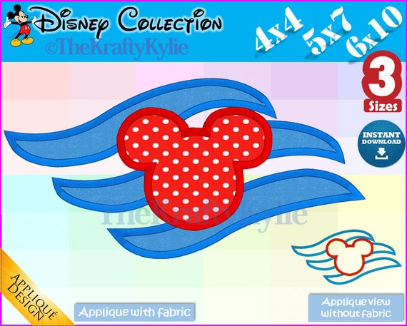 Disney CRUISE APPLIQUE DESIGNS 3 Sizes 4x4 5x7 6x10