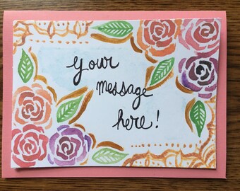 Customizable Set of 10 Rose Greeting Cards with Envelopes