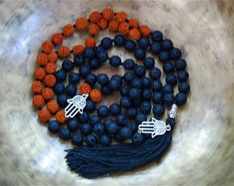 Lawa and Rudraksha Mala, 108 Mala Bead, Mala Necklace, Prayer Beads, Yoga Jewelry, Japa Mala, Meditation, Lawa Necklace, Rudraksha Necklace