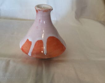 Ceramic bud vase salmon and cream