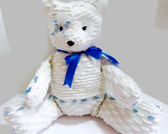 Handmade Vintage chenille teddy bear- Hugs and Kisses