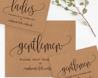 Wedding Bathroom Signs, Wedding Printables, Bathroom Basket Signs, Wedding Bathroom, Reception Bathroom, Womens Bathroom Sign, PDF