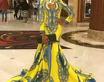 African Ladies Prom Dress Dashiki dress,, African Clothing, African Wax Print. Gown, Dashiki, African ladies wear,African wear,Africanskirt