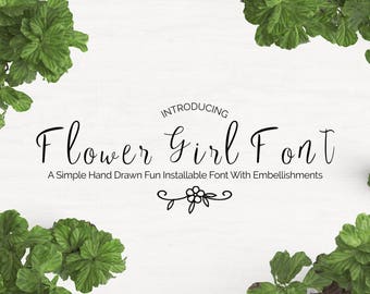 Flower Girl Font - Digital Fonts, Perfect as Wedding Font, Cursive Font, Downloadable Font, Installable Font, Script Font, Cricut Font