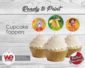 Dora Cupcake Toppers, Printable Dora Cupcake topper, Dora Birthday decoration, instant download, DIY