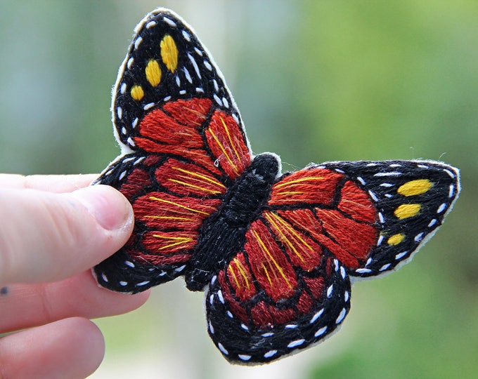 Embroidery monarch butterfly unique brooch textile jewelry pin Butterfly lover gift Nature inspired Brooch mom gift from daughter