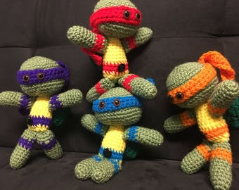 Hand Crocheted TMNT Teenage Mutant Ninja Turtle Dolls