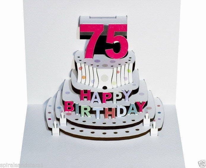 Pop Up Laser cut card 75th Birthday POP69