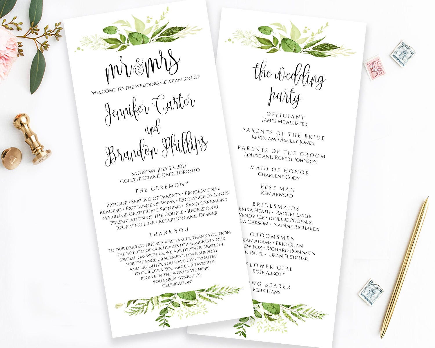 printable wedding program template mr mrs ceremony program order