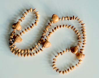 Coffee Bean Necklace, Colombian Souvenir, Long Necklace, Seed Bead, Central American, Natural Necklace, Boho Necklace, Artisan Necklace