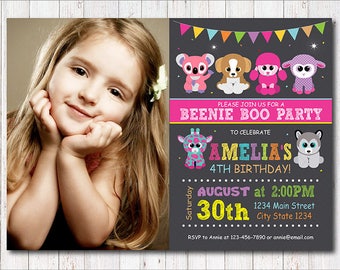 Beanie Boo Invitation, Beanie Boo Invite, Beanie Boo Birthday, Beanie Boo Party, Photo invitation, printable