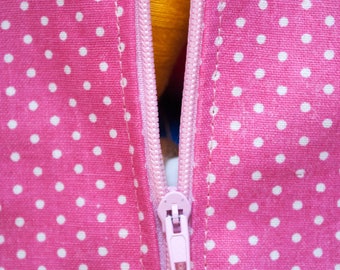 Pink polka dot cosmetic bag pouch with Zipper