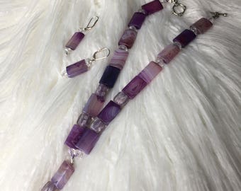 Purple and lavender necklace with Czech crystal beads and matching earrings