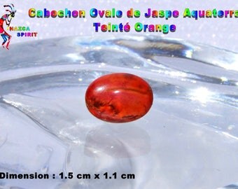 1 cabochon oval Jasper Aquaterra tinted Orange 1.5 cm x 1.1 cm