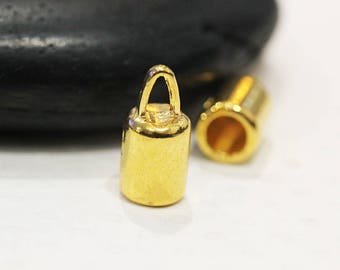 4mm - gold gilt set of 20 finish end caps (ideal leather cord)