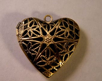 1 pendant - Locket door photo-heart-bronze 25 mm B025