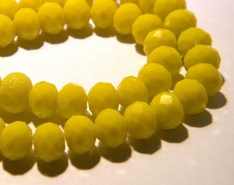 20 beads glass pumpkin faceted - 8 x 6 mm - so - bright yellow-"jade" F104