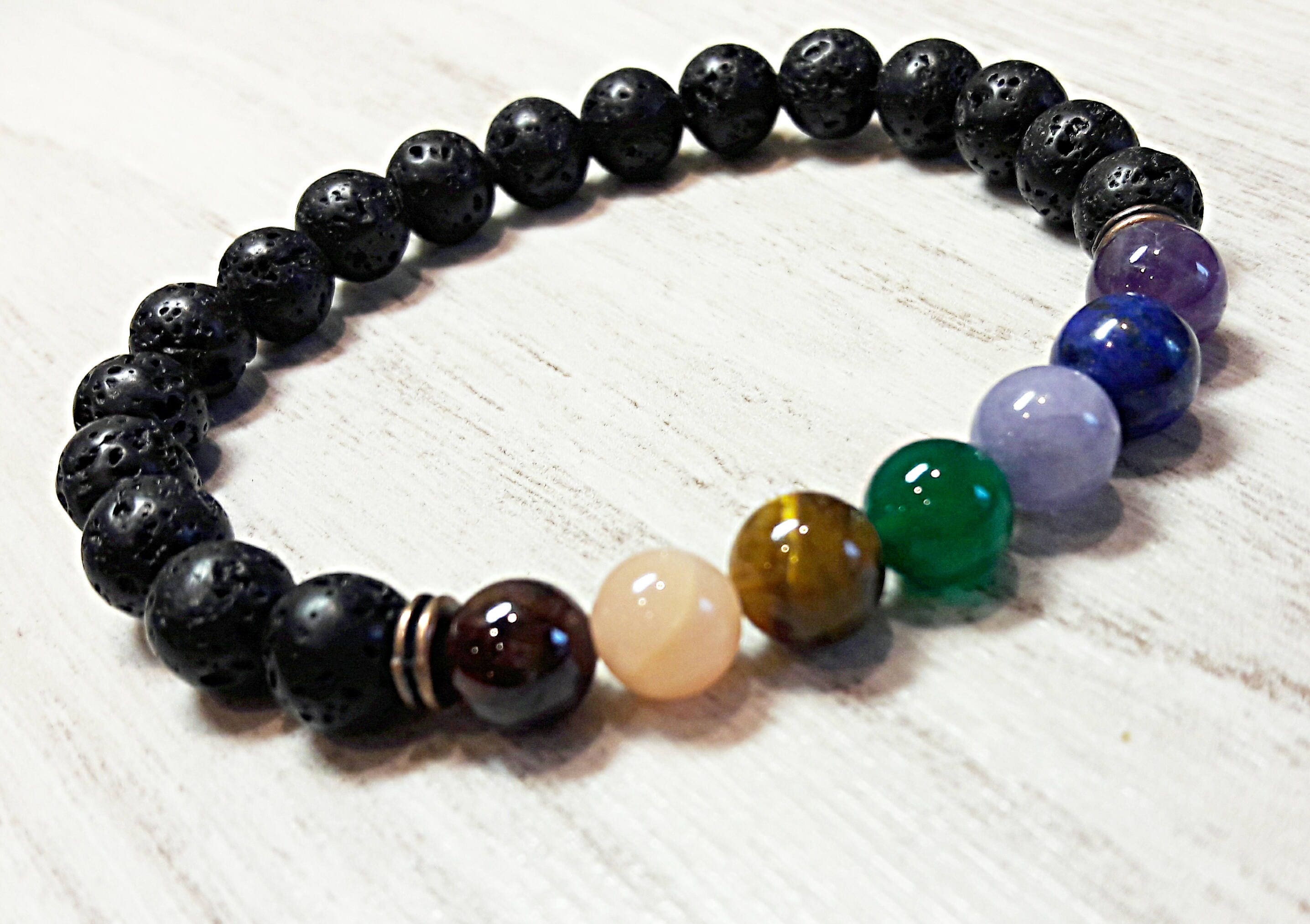 7 Chakra Bracelet Lava Bead Bracelet Mens Lava Stone Bracelet 5411