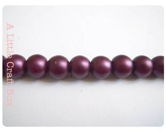 10 glass beads matte 10mm - plum