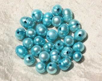 9pc - 8-12 mm aqua blue freshwater pearls of Culture - 4558550020000